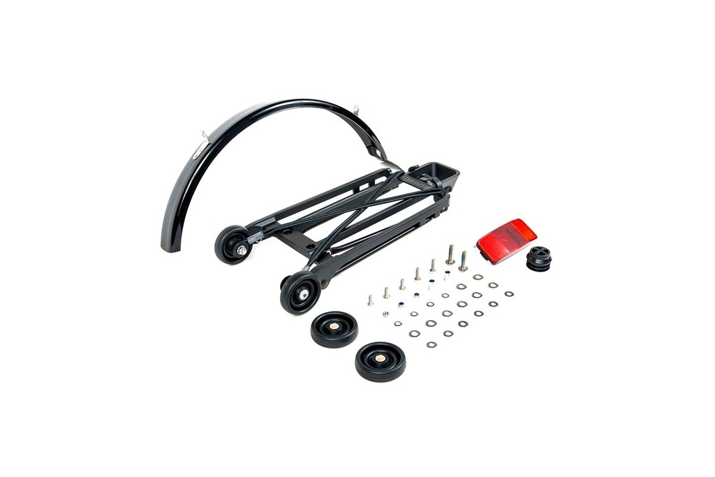 BROMPTON Porte-bagage kit complet avec 4 roulettes + garde-boue + orifices de 6mm Noir